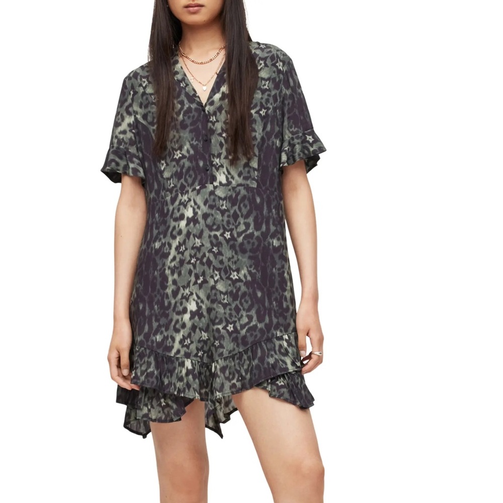 All saints Frankie Celia Leopard Star Minidress SZ 8